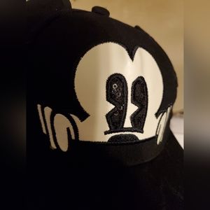 Mickey Mouse Youth Black and White W/Ears Adjustable Hat Snapback Baseball Cap